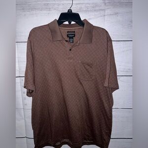 Men’s vanheusen microtouch brown polo shirt size large euc